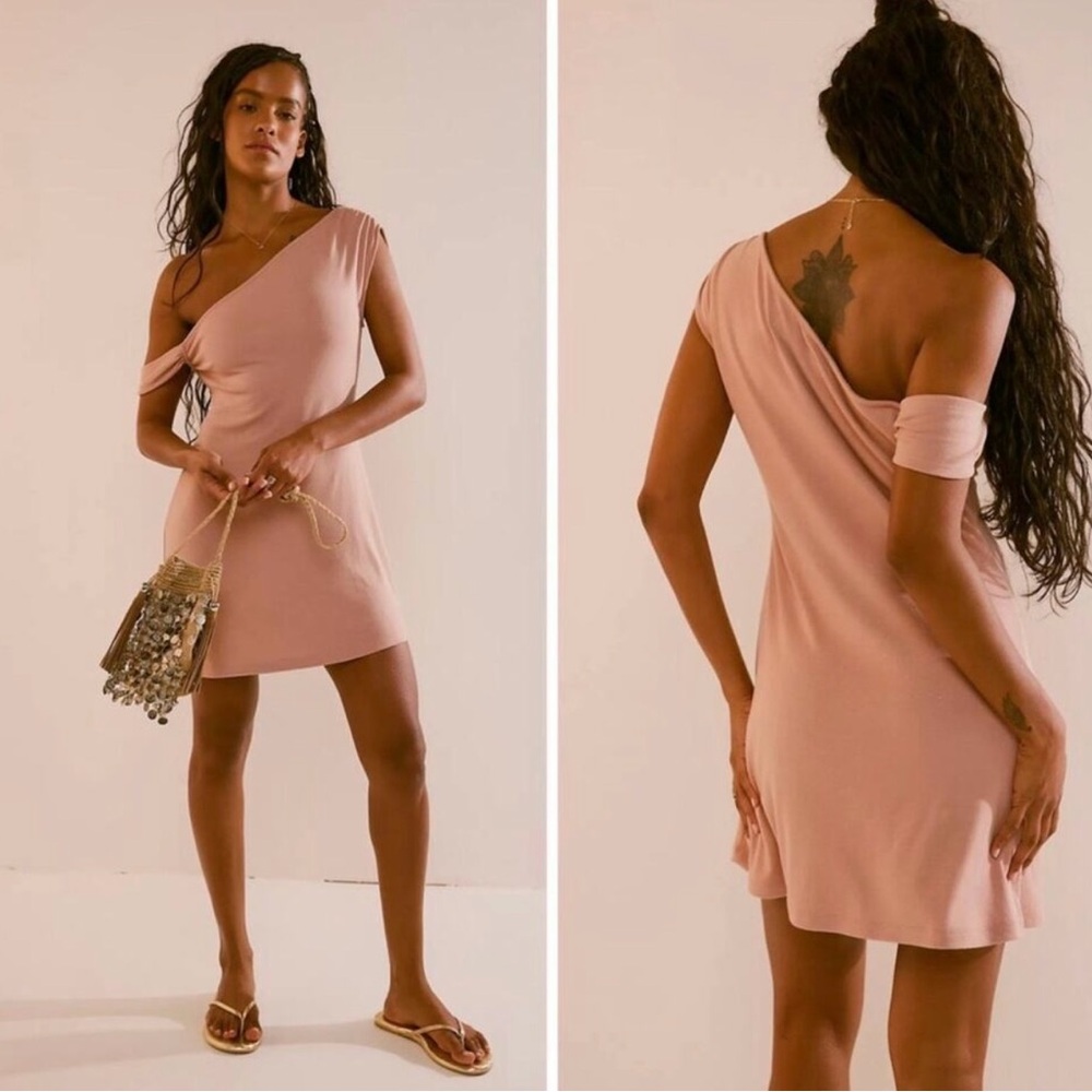Free People One-Shoulder Blush Dress